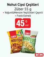 ZÜBER NOHUT CİPSİ ÇEŞİTLERİ 55 G fiyat ve kampanya bilgisi